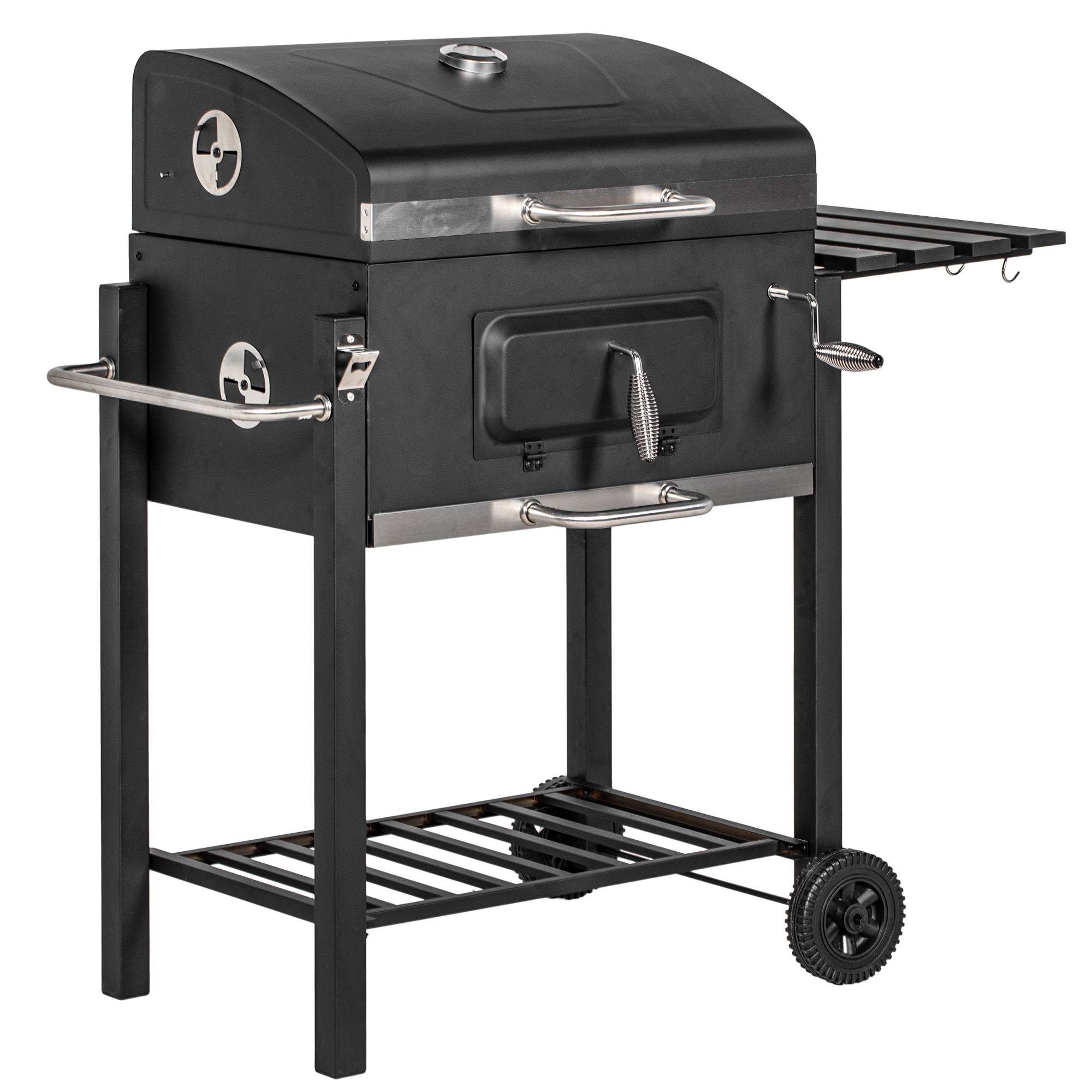 ComfortXL - Barbecue charbon acier inoxydable jardin terrasse hauteur réglable 113x65x108cm noir - ComfortXL Outdoor Living - Image 2