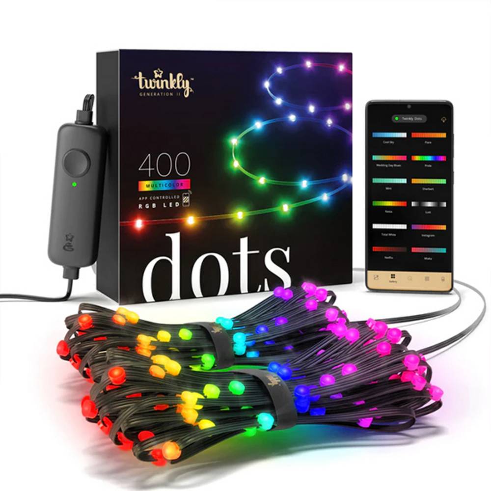 Dots Guirlande Lumineux Flexible Contrôlé par une Application - 400 LEDs RGB 20 Mètres. Fil Noir. Intérieure et Extérieure - Imagen 5