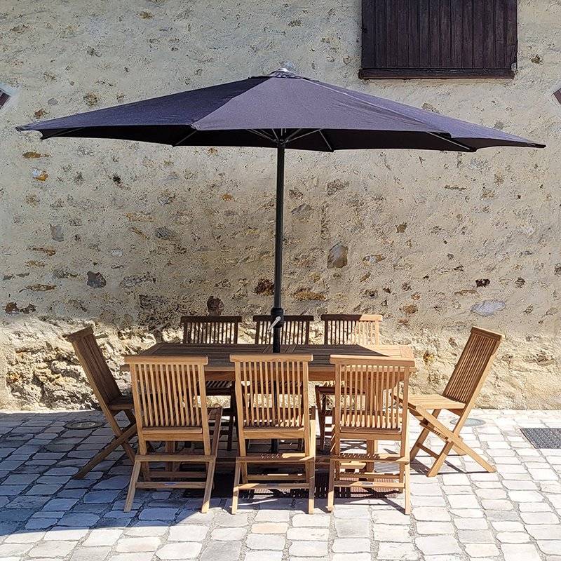 Parasol noir en aluminium 350 cm Kalomo - Gecko Jardin - Image 6