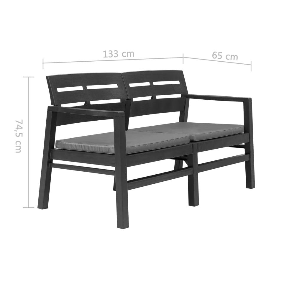 Vidaxl - Salon de jardin 4 pcs plastique anthracite vidaXL 276180 - Image 3