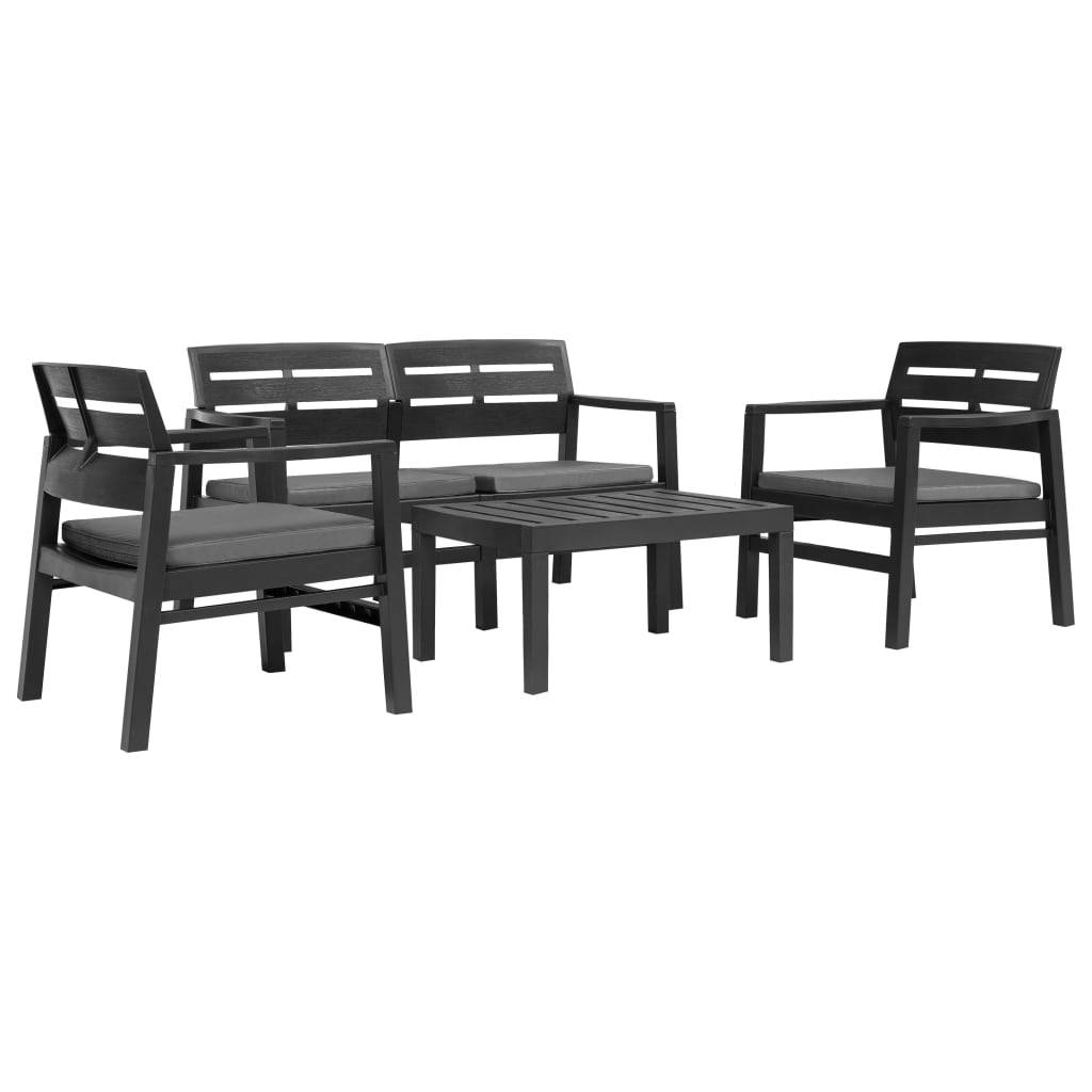 Vidaxl - Salon de jardin 4 pcs plastique anthracite vidaXL 276180 - Image 1