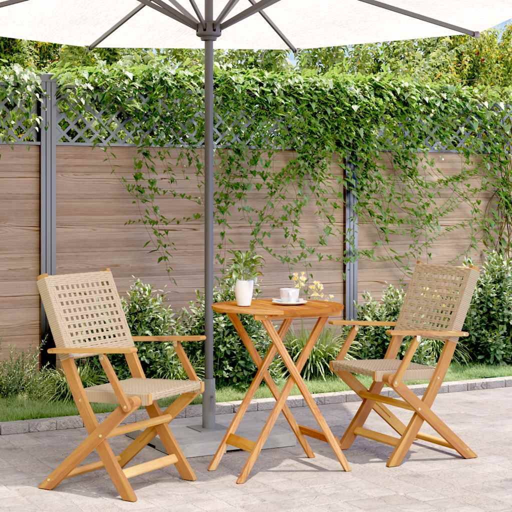 Vidaxl - Ensemble de bistro 3 pcs-Salons de jardin beige résine tressée et bois massif 437606 - Image 1