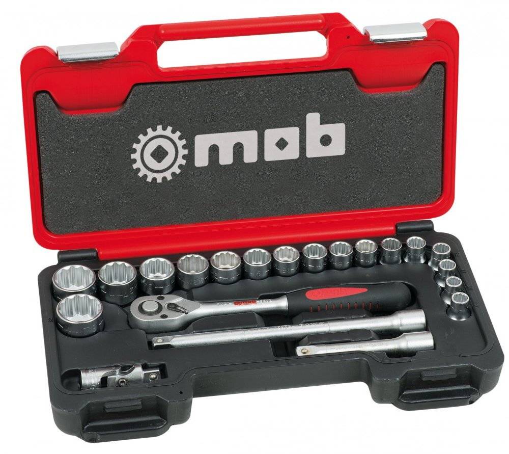 Coffret box 1/2'' 21 pièces – 12 pans, cliquet poire - MOB - Image 1