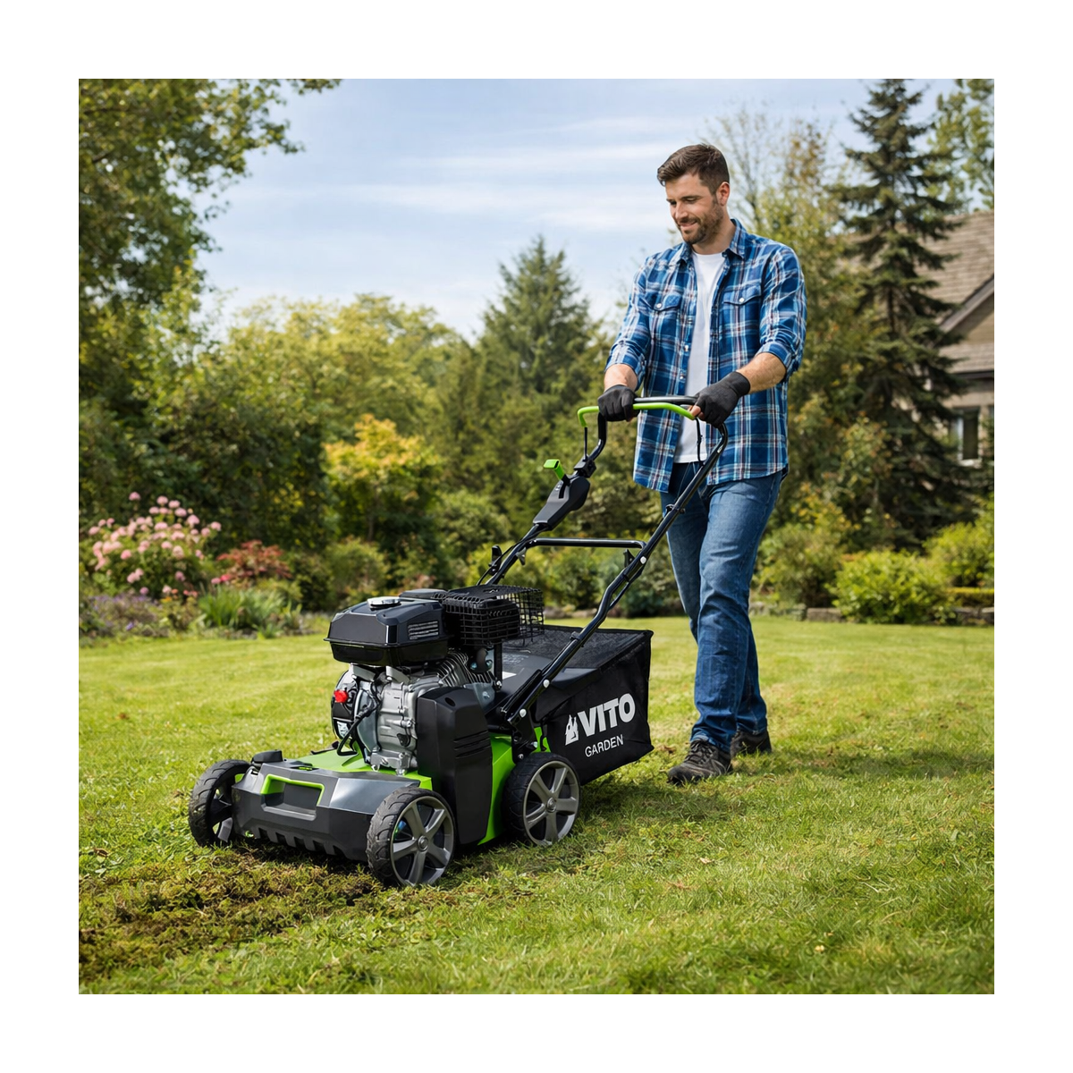 Scarificateur Thermique 5,4 CV – Scarificateur & Démousseur Pelouse 2000 m², Largeur 40cm, Réglable, Bac 45L VITO - Imagen 3