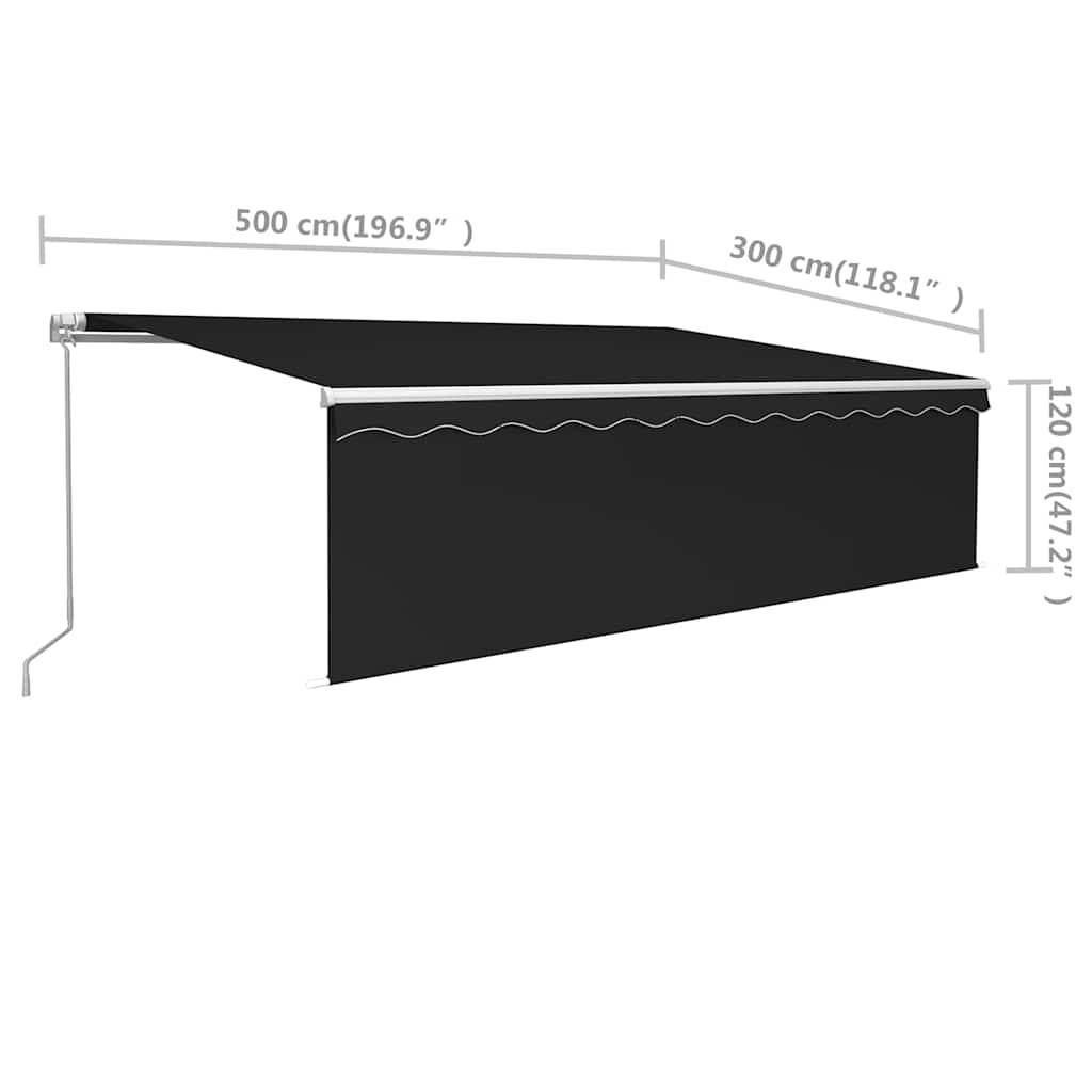 Store banne manuel rétractable en aluminium pour terrasse réglable 5x3m anthracite - ComfortXL Outdoor Living - Image 7