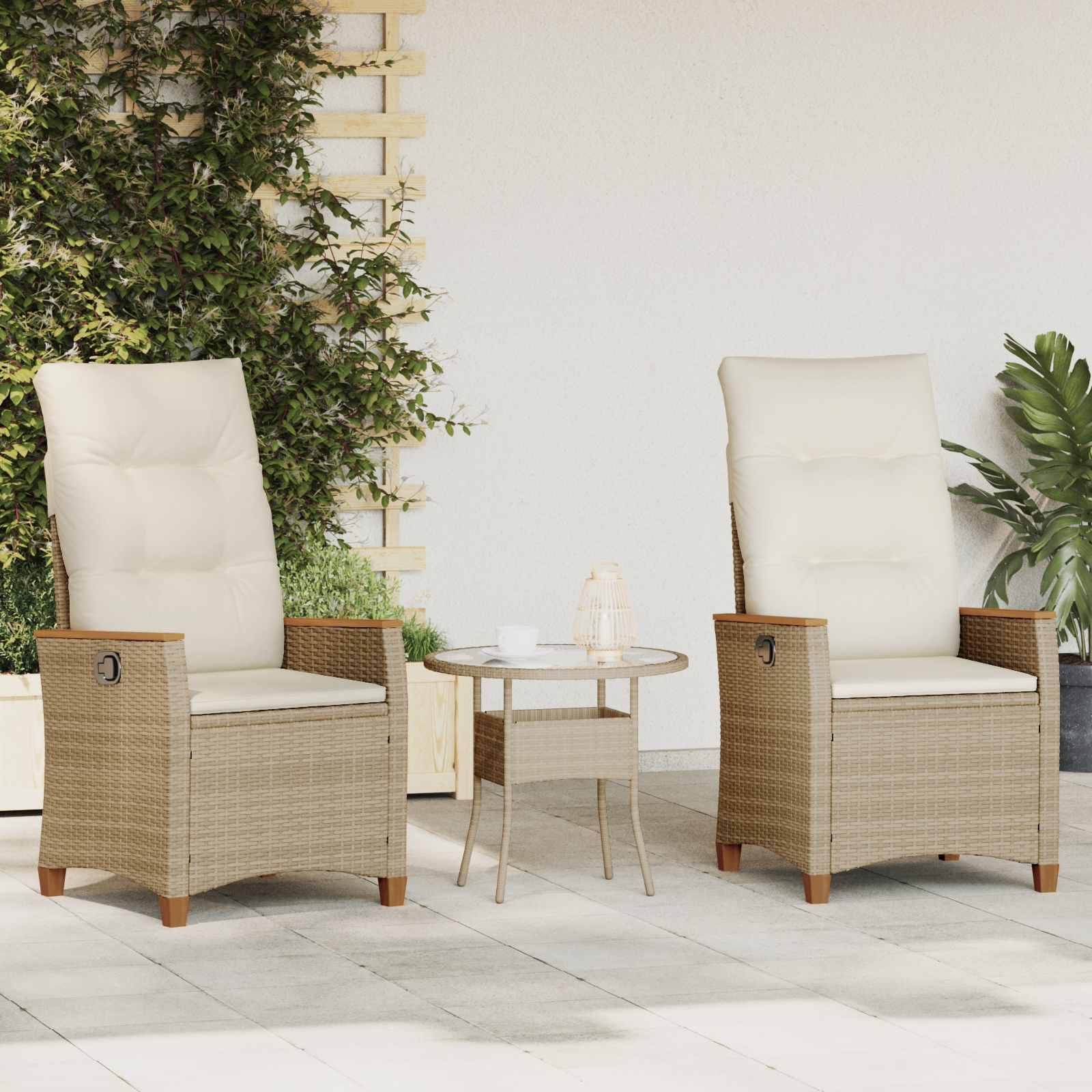 PANGIVO - Chaise de jardin inclinable Beige et crème 64 x 57,5 x 112 cm - PANGIVO - Image 1