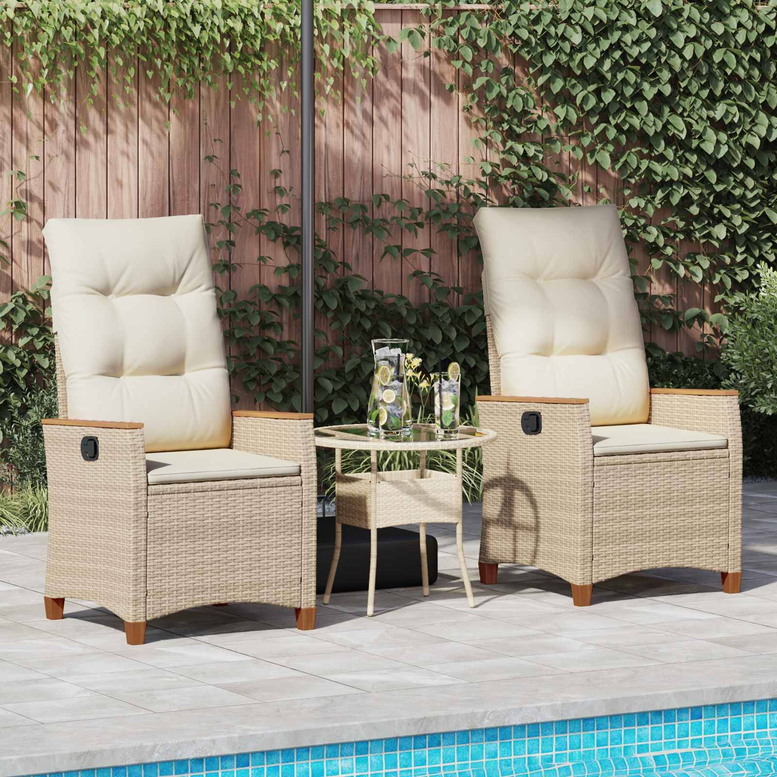 PANGIVO - Chaise de jardin inclinable Beige et crème 64 x 57,5 x 112 cm - PANGIVO - Image 3