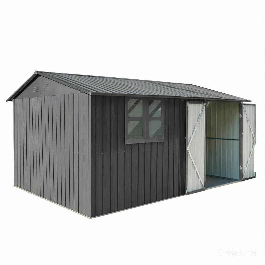 Abri de jardin en métal pour extérieur avec table pliante et étagères 10,3m² Gris - ComfortXL Outdoor Living - Image 2