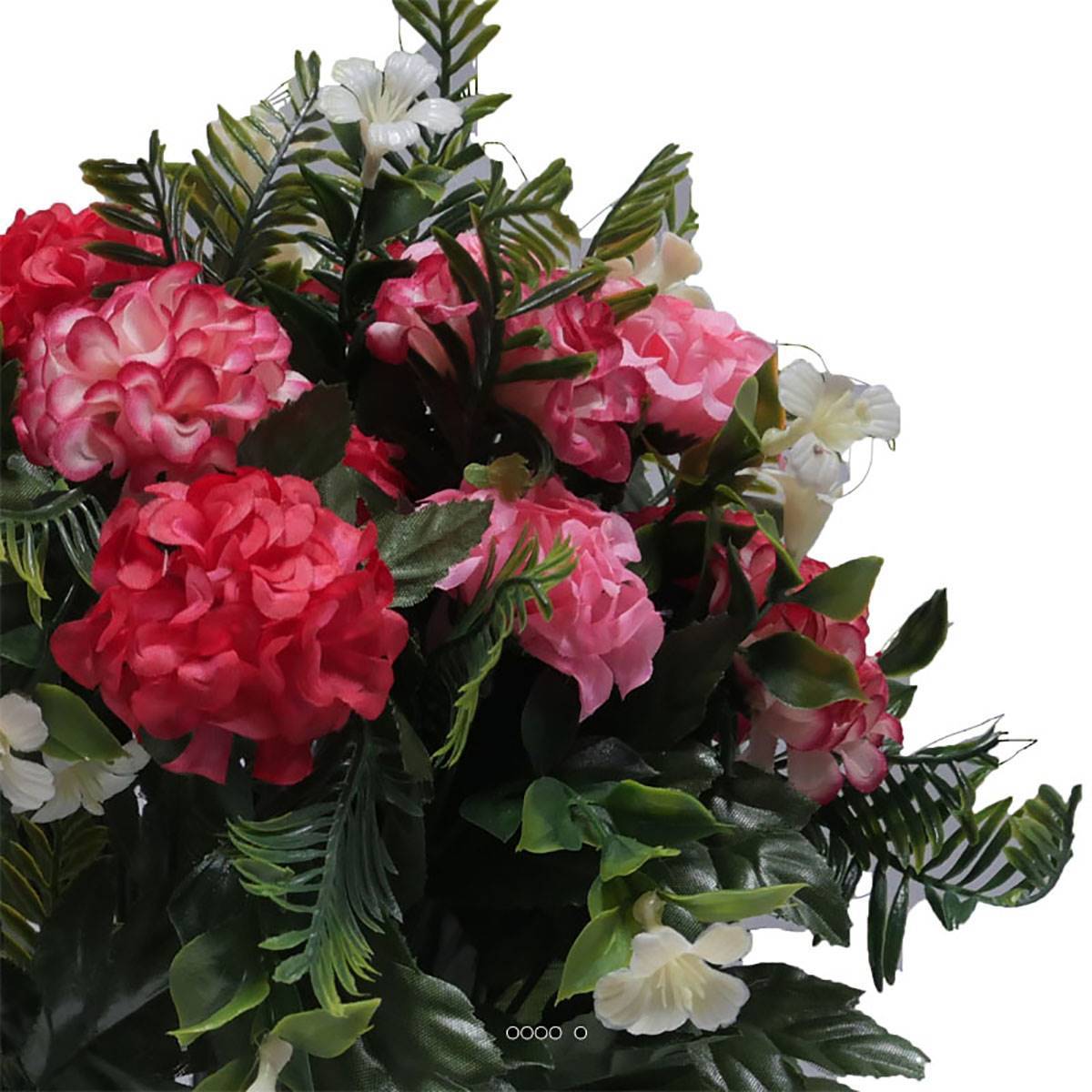 Artificielles - Pot fleurs artificielles pour le cimetière oeillets fleurettes H 35 cm D 30 cm Rose fushia - couleur: Rose fushia 730 - Imagen 3