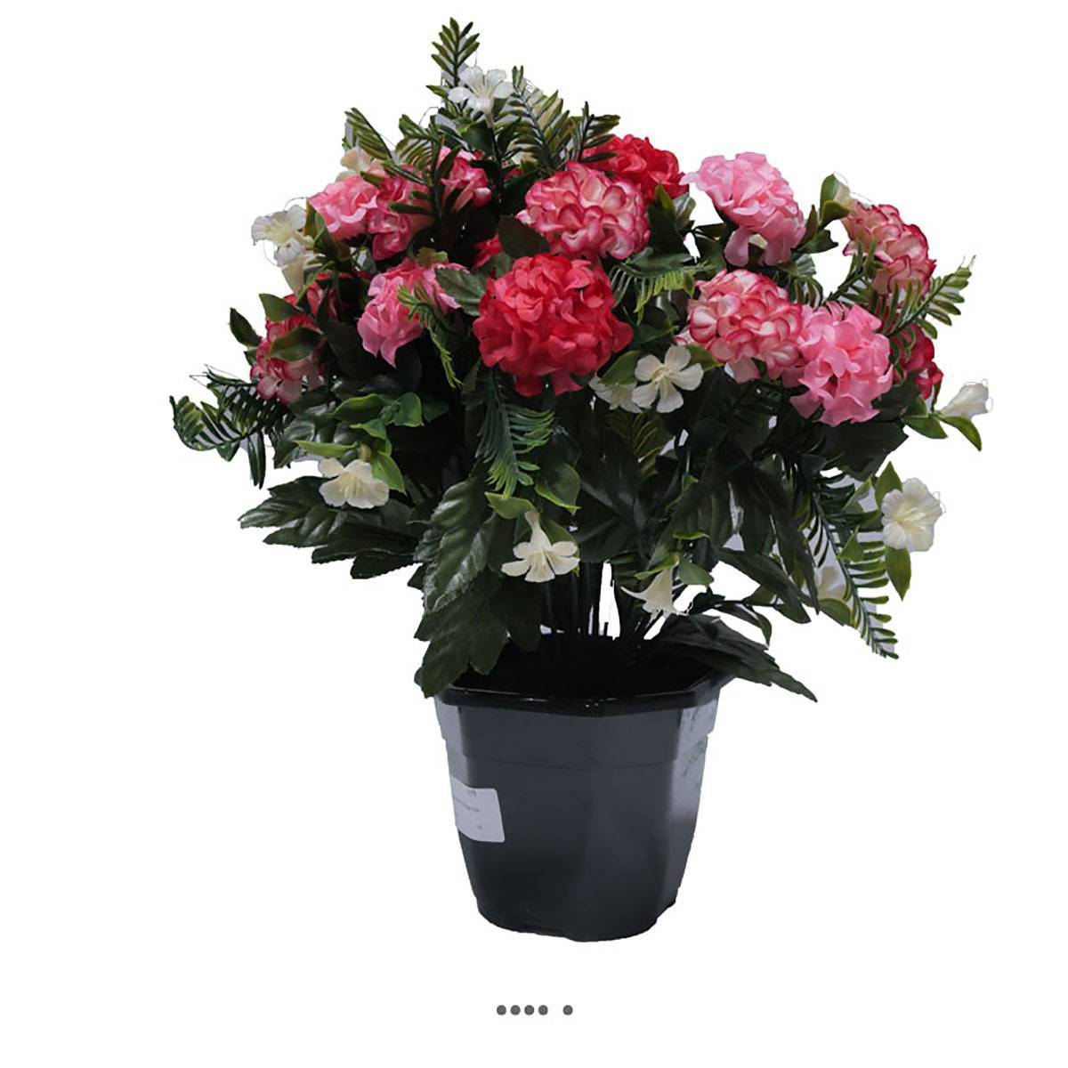 Artificielles - Pot fleurs artificielles pour le cimetière oeillets fleurettes H 35 cm D 30 cm Rose fushia - couleur: Rose fushia 730 - Imagen 1