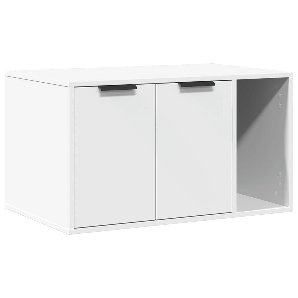 Meuble de bac à litière bois d'ingénierie blanc 80 x 50 x 45 cm - PANGIVO - Image 2