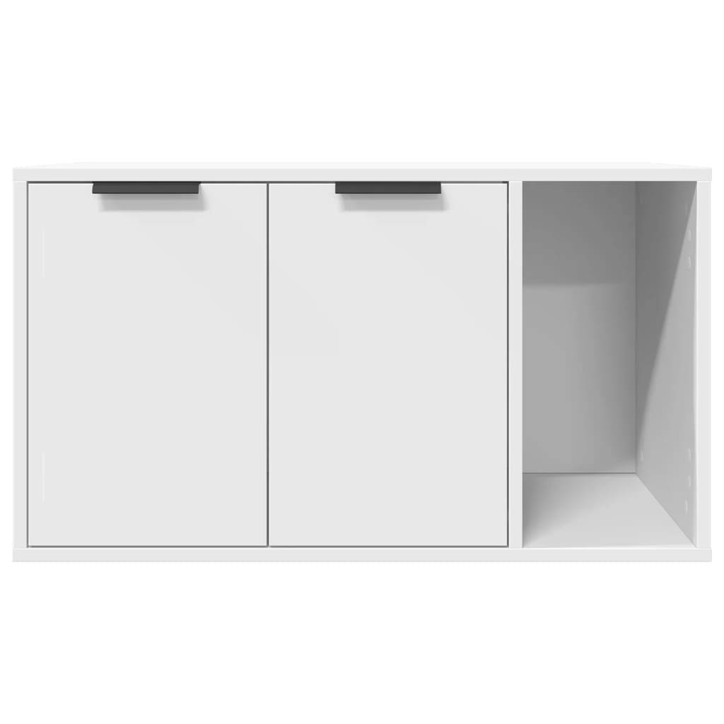 Meuble de bac à litière bois d'ingénierie blanc 80 x 50 x 45 cm - PANGIVO - Image 5