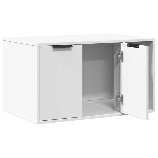 Meuble de bac à litière bois d'ingénierie blanc 80 x 50 x 45 cm - PANGIVO - Image 4