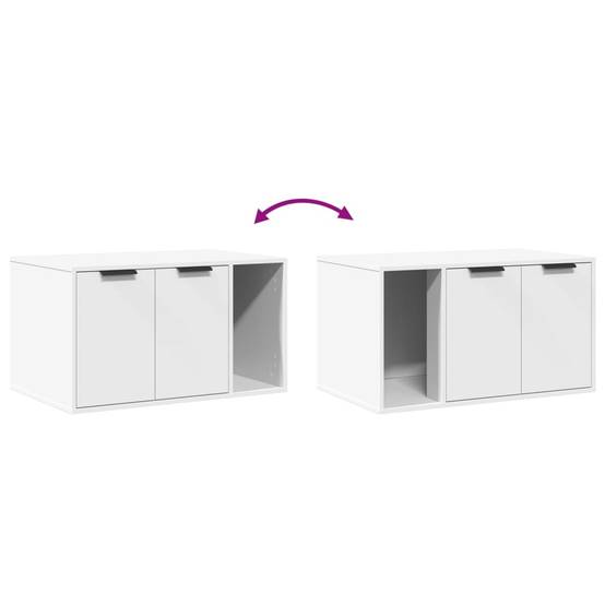 Meuble de bac à litière bois d'ingénierie blanc 80 x 50 x 45 cm - PANGIVO - Image 8