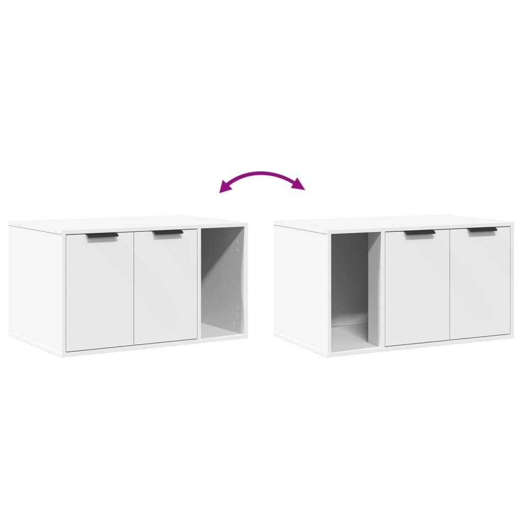 Meuble de bac à litière bois d'ingénierie blanc 80 x 50 x 45 cm - PANGIVO - Image 8