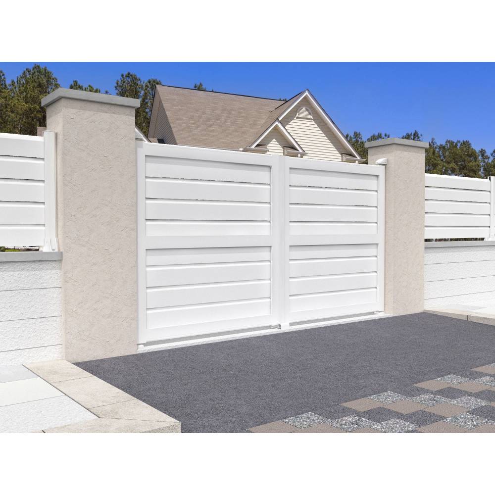 Portail battant brise-vue NAFASI 3000x1730mm (Blanc) - Alia Productions
