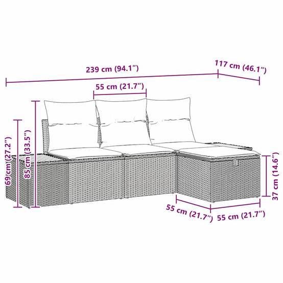 Petit Mobilier Terrasse 4 Pièces Polyrotin Beige Léger et Modulable pour Coin Café Jardin – ComfortXL Outdoor Living - Image 5