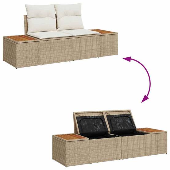 Petit Mobilier Terrasse 4 Pièces Polyrotin Beige Léger et Modulable pour Coin Café Jardin – ComfortXL Outdoor Living - Image 9