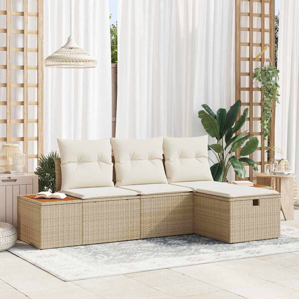 Petit Mobilier Terrasse 4 Pièces Polyrotin Beige Léger et Modulable pour Coin Café Jardin – ComfortXL Outdoor Living - Image 1