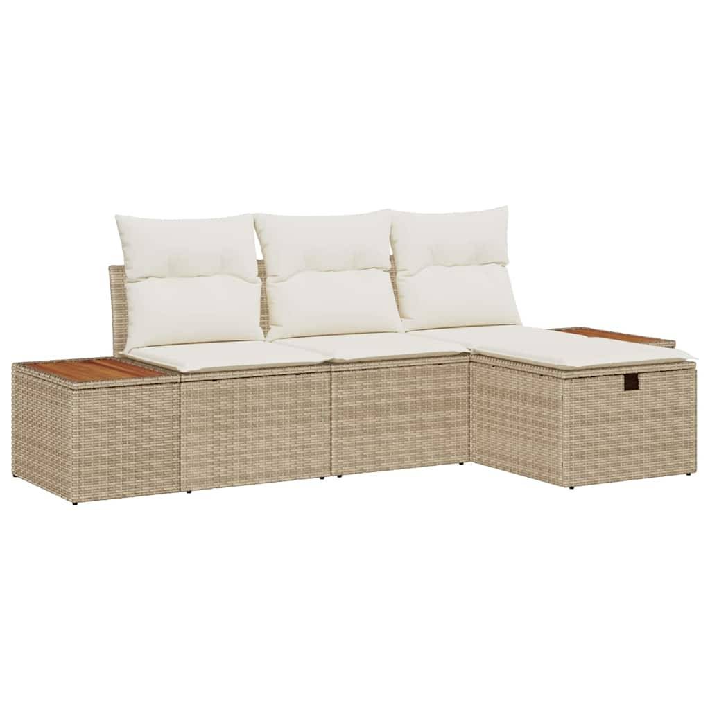 Petit Mobilier Terrasse 4 Pièces Polyrotin Beige Léger et Modulable pour Coin Café Jardin – ComfortXL Outdoor Living - Image 2