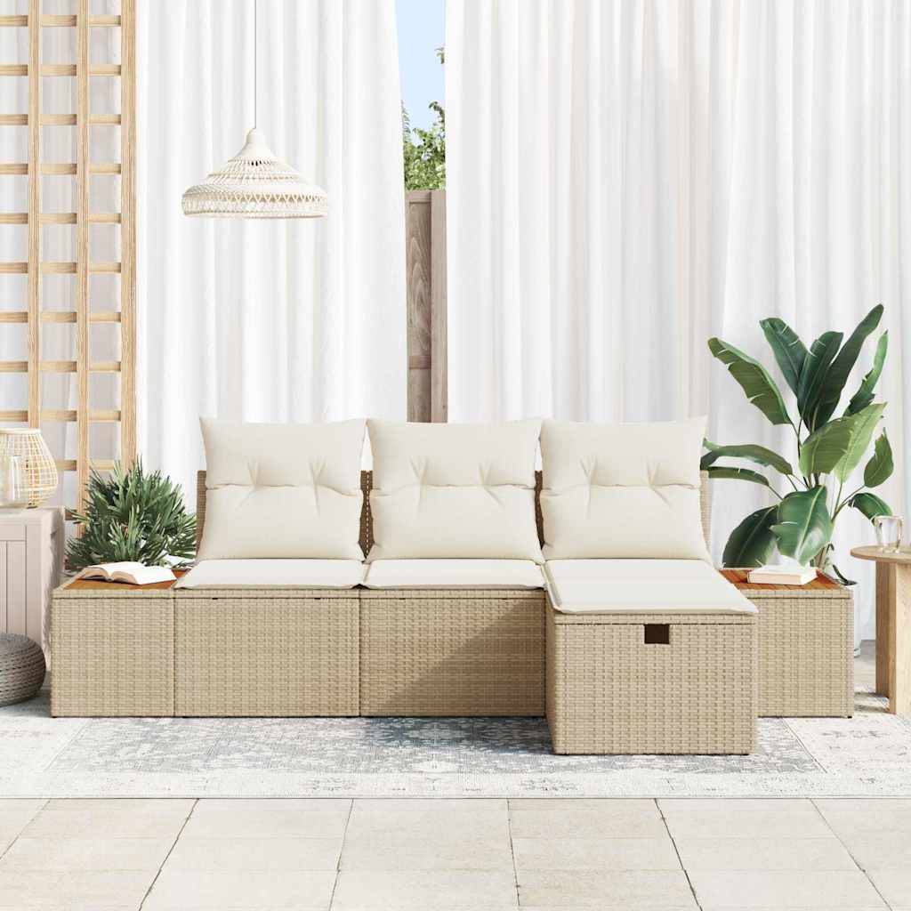 Petit Mobilier Terrasse 4 Pièces Polyrotin Beige Léger et Modulable pour Coin Café Jardin – ComfortXL Outdoor Living - Image 3