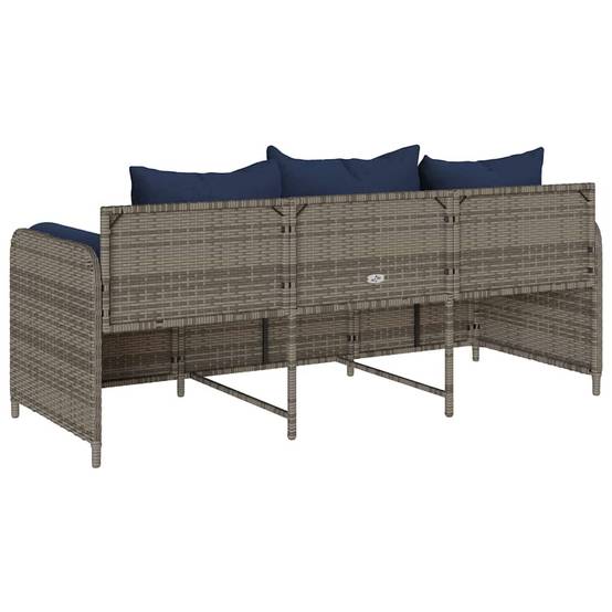 Canapé Extérieur 3 Places Résine Tressée Grise & Tissu Polyester Résistant pour Jardin ou Véranda Bleu – ComfortXL Outdoor Living - Image 6