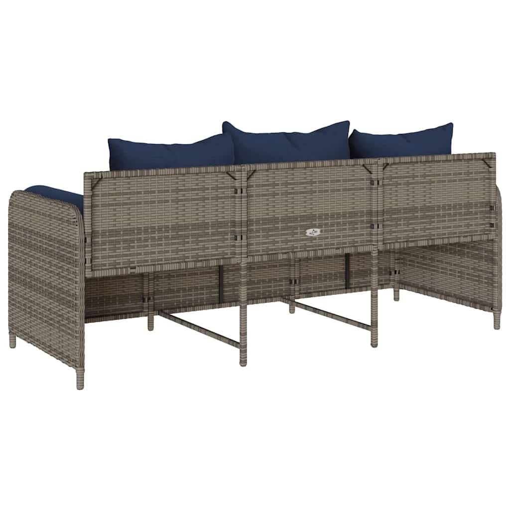 Canapé Extérieur 3 Places Résine Tressée Grise & Tissu Polyester Résistant pour Jardin ou Véranda Bleu – ComfortXL Outdoor Living - Image 6