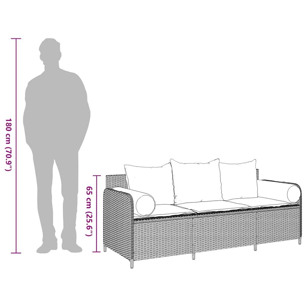 Canapé Extérieur 3 Places Résine Tressée Grise & Tissu Polyester Résistant pour Jardin ou Véranda Bleu – ComfortXL Outdoor Living - Image 8