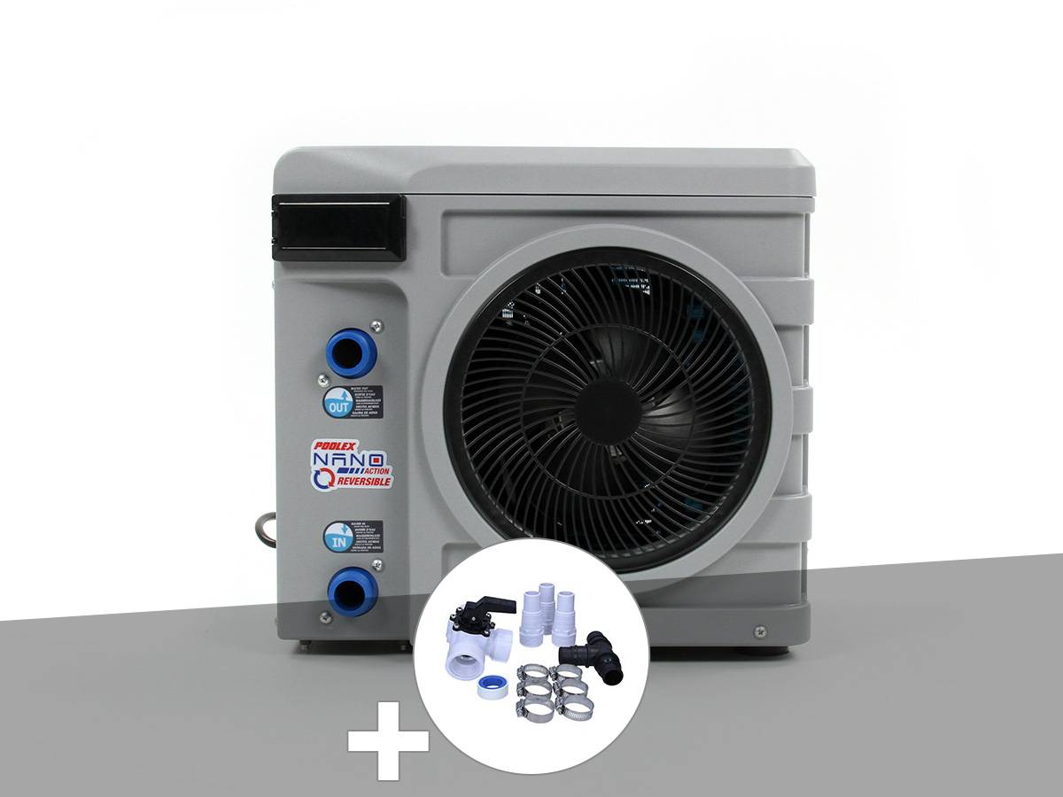 Poolex - Pompe à chaleur 5 kW Poolex Nano Action réversible + Kit by-pass Ø 32/38 mm