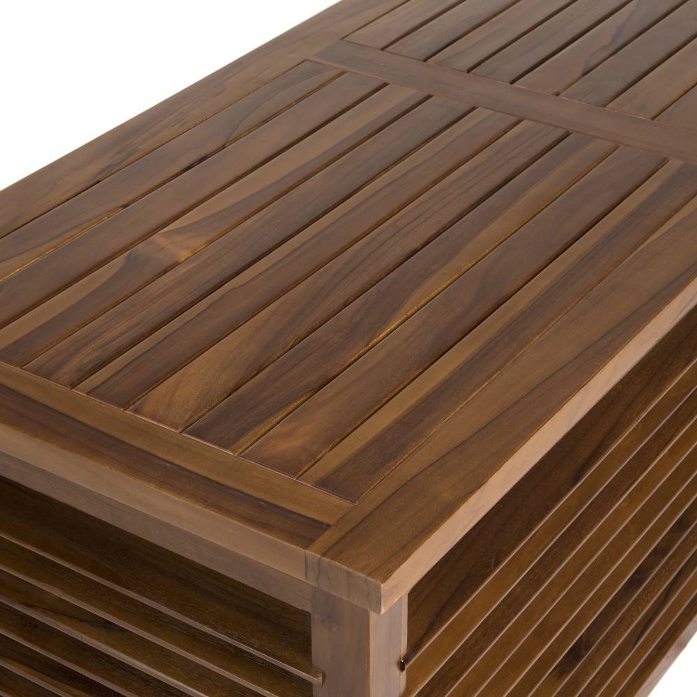 Macabane - MAEVA - Coffre de jardin piscine en bois teck huilé 200x55cm - Imagen 6