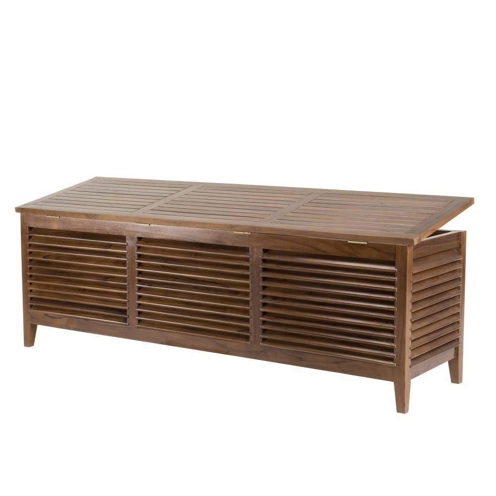 Macabane - MAEVA - Coffre de jardin piscine en bois teck huilé 200x55cm - Imagen 5