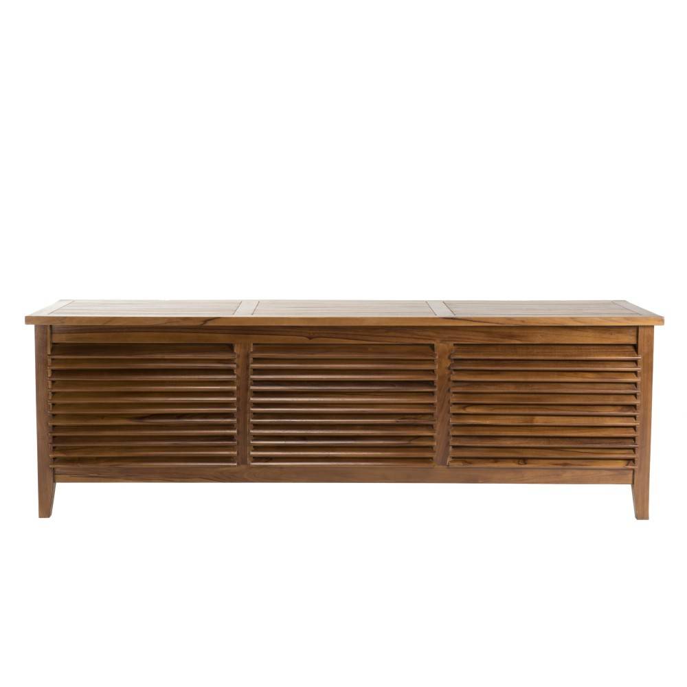Macabane - MAEVA - Coffre de jardin piscine en bois teck huilé 200x55cm - Imagen 1