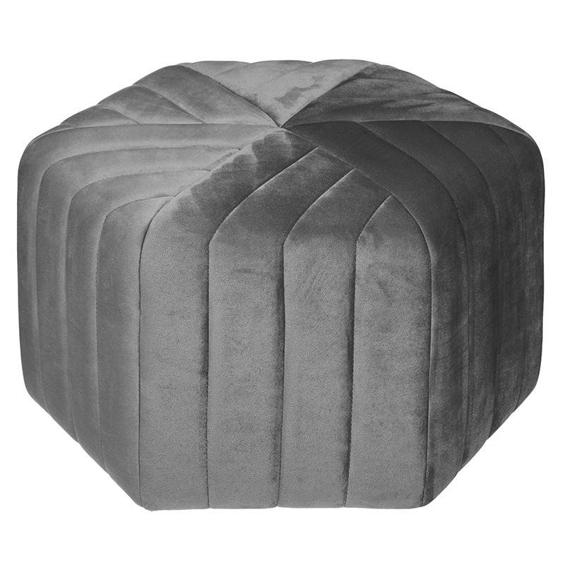 Pouf velours Seis hexagonal gris Atmosphera - Imagen 1