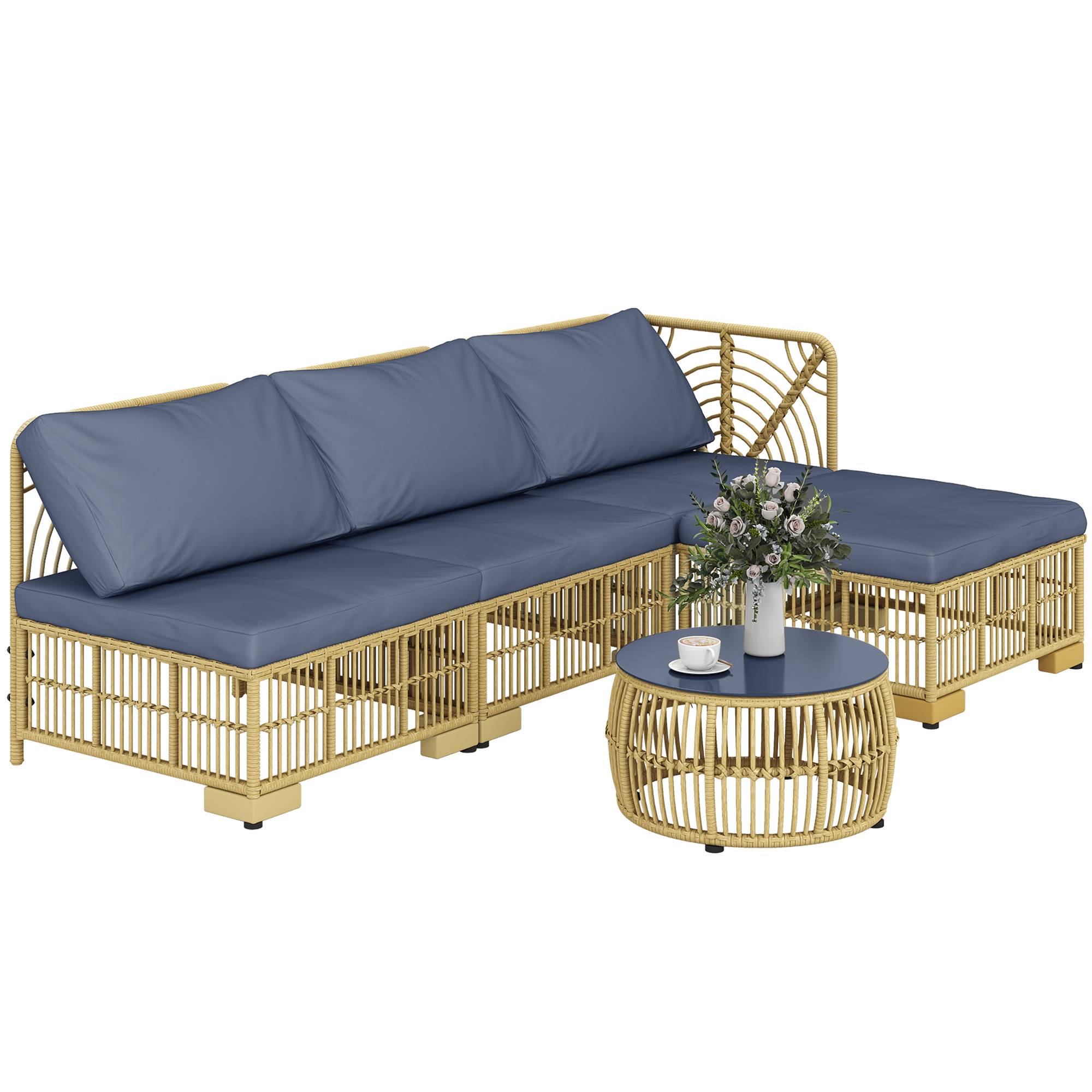 Salon de jardin modulable 5 pièces acier résine tressée patio gris - ComfortXL Outdoor Living