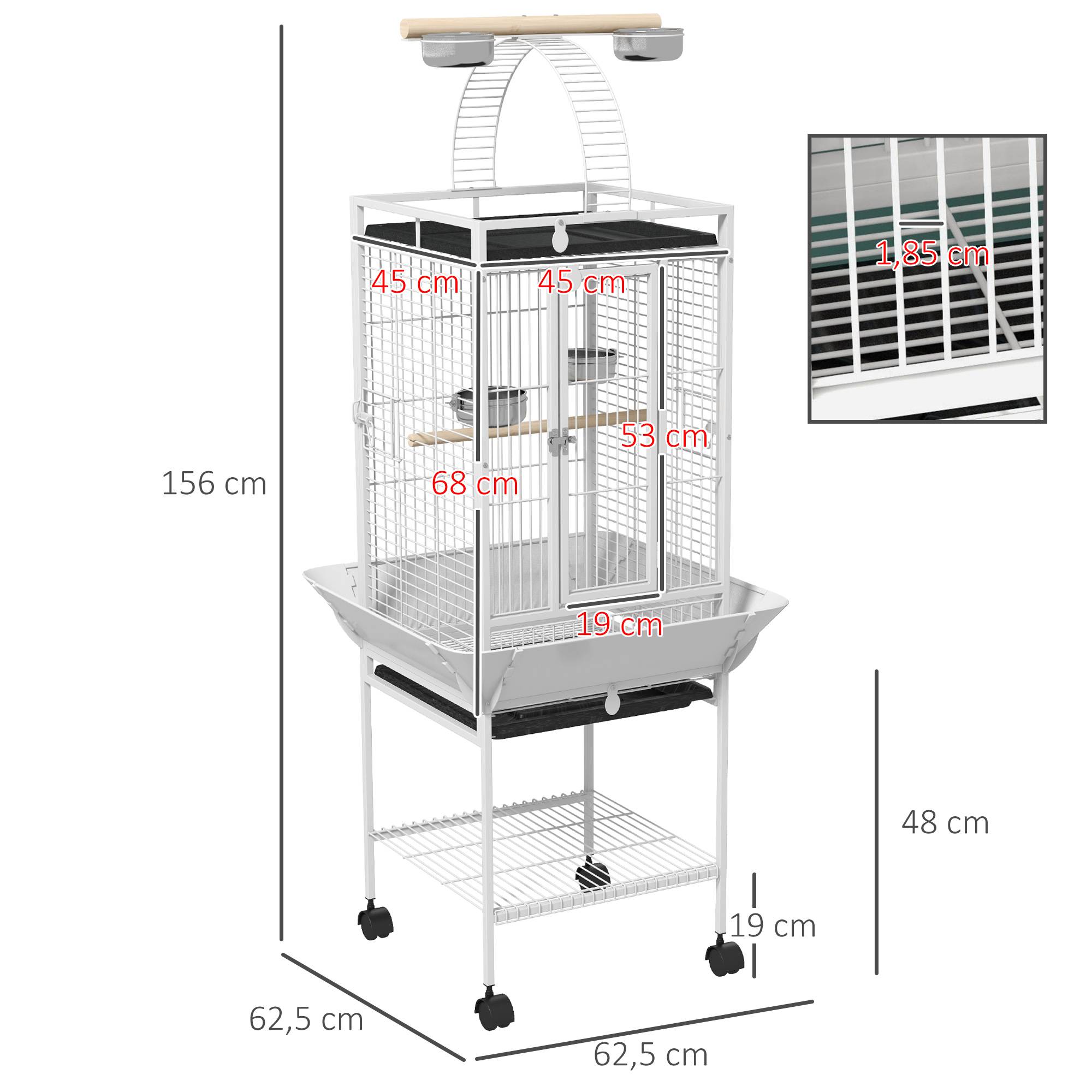 Cage à oiseaux acier blanc 62.5 x 62.5 x 156 cm - PANGIVO - Image 5