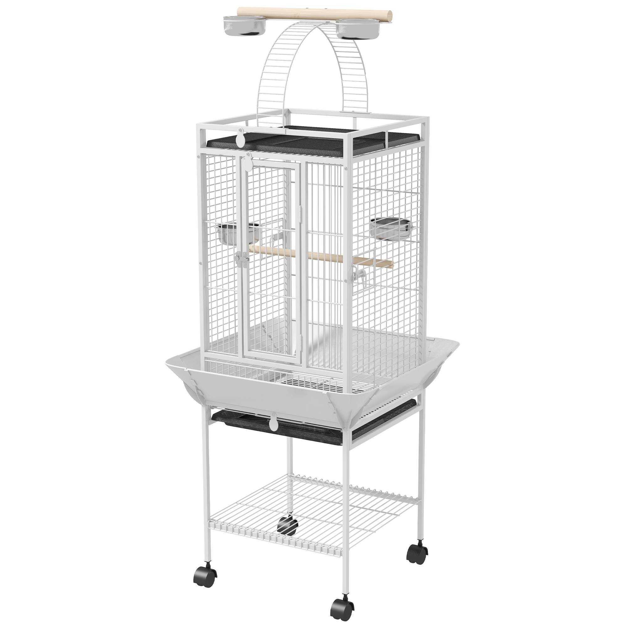 Cage à oiseaux acier blanc 62.5 x 62.5 x 156 cm - PANGIVO - Image 2