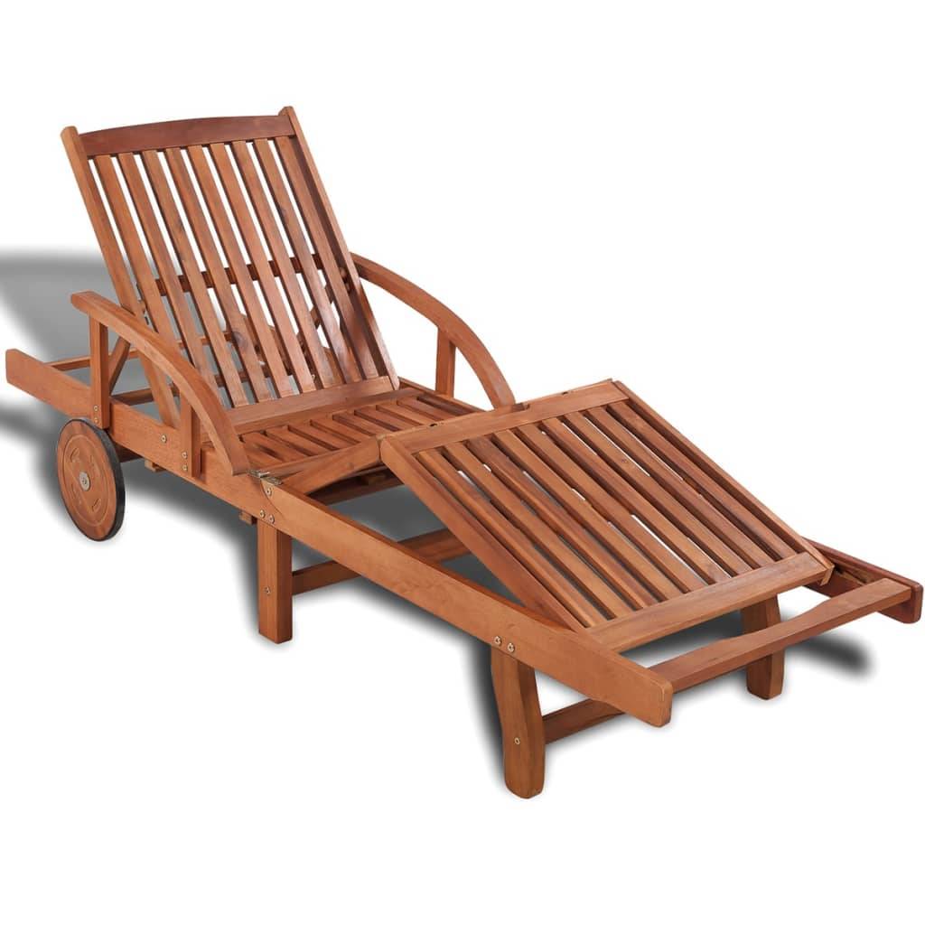 Helloshop26 - Transat chaise longue bain de soleil lit de jardin terrasse meuble d'extérieur bois d'acacia solide - Imagen 1