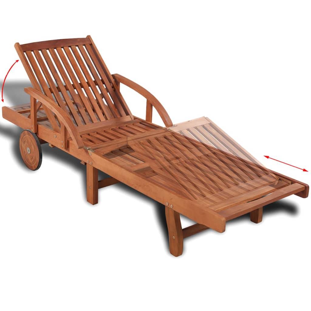 Helloshop26 - Transat chaise longue bain de soleil lit de jardin terrasse meuble d'extérieur bois d'acacia solide - Imagen 2