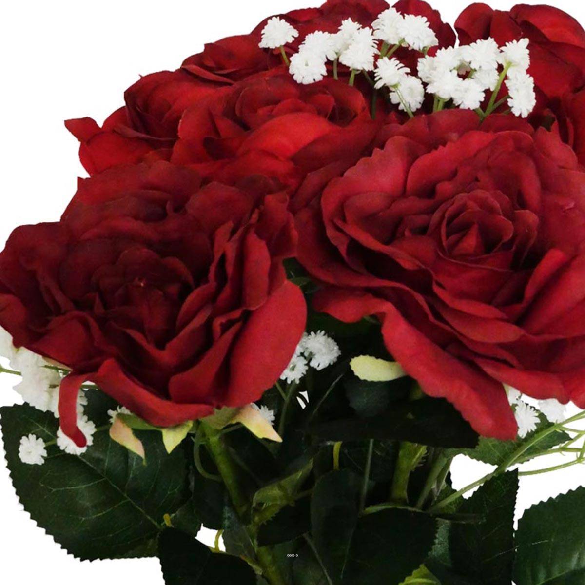 Bouquet artificiel création fleuriste rouge amour x9 roses H 75 cm - Image 2