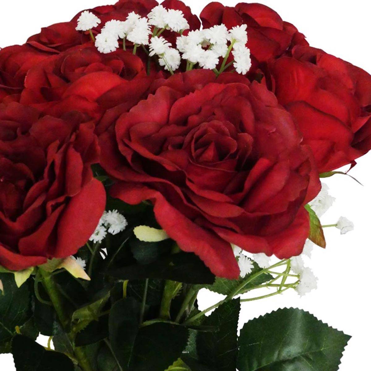 Bouquet artificiel création fleuriste rouge amour x9 roses H 75 cm - Image 3