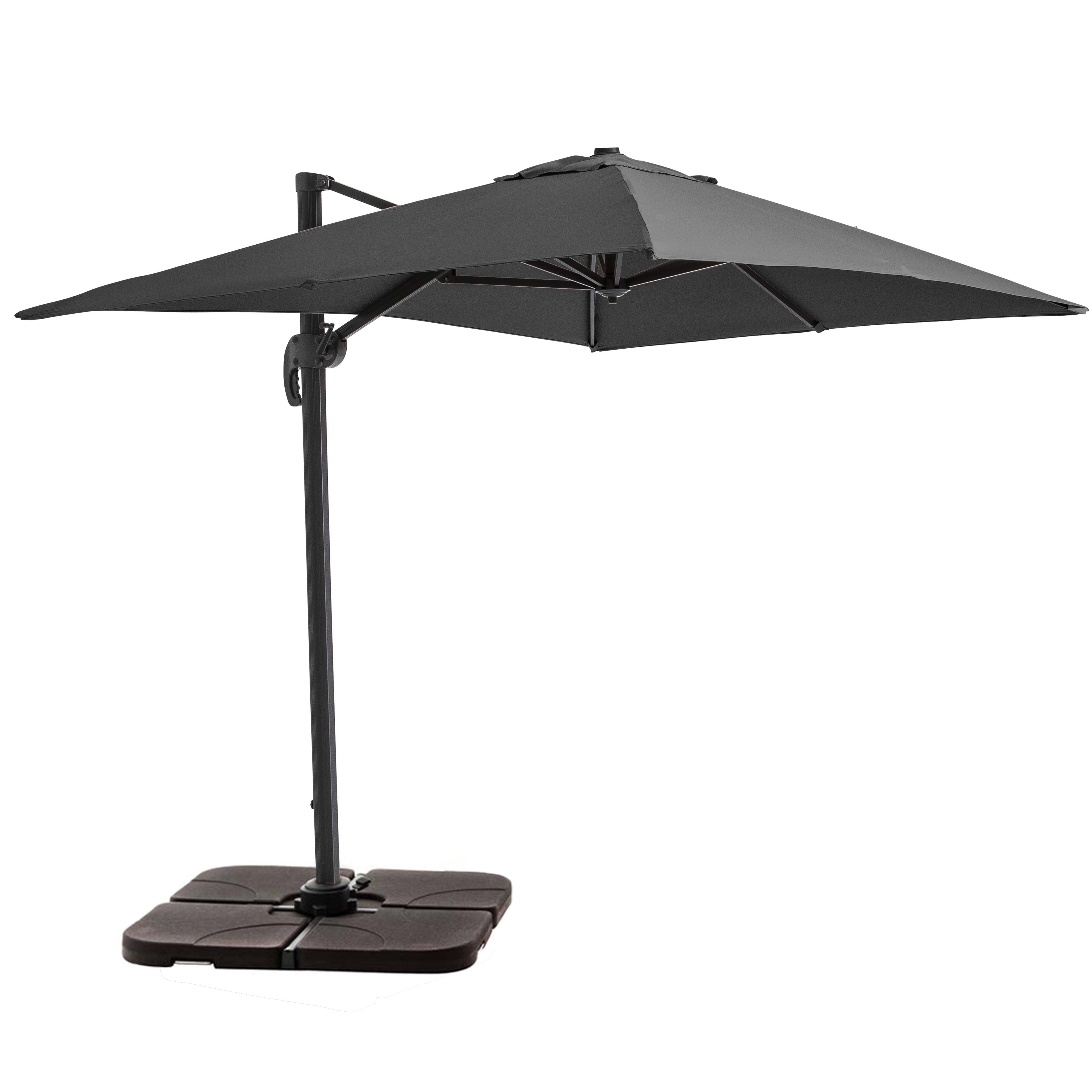 Oviala - Parasol déporté 2x3 m et 4 dalles à remplir aluminium gris Amalya - Oviala - Image 1