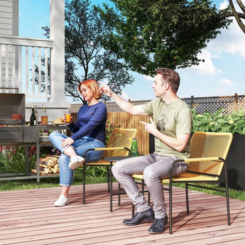 Ensemble Détente Extérieur avec 2 Fauteuils et 1 Table pour balcon Acier Jaune - Image 9