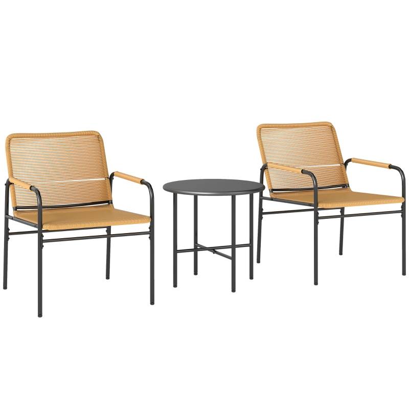 Ensemble Détente Extérieur avec 2 Fauteuils et 1 Table pour balcon Acier Jaune - Image 1