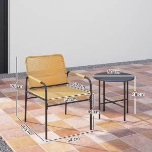 Ensemble Détente Extérieur avec 2 Fauteuils et 1 Table pour balcon Acier Jaune - Image 2