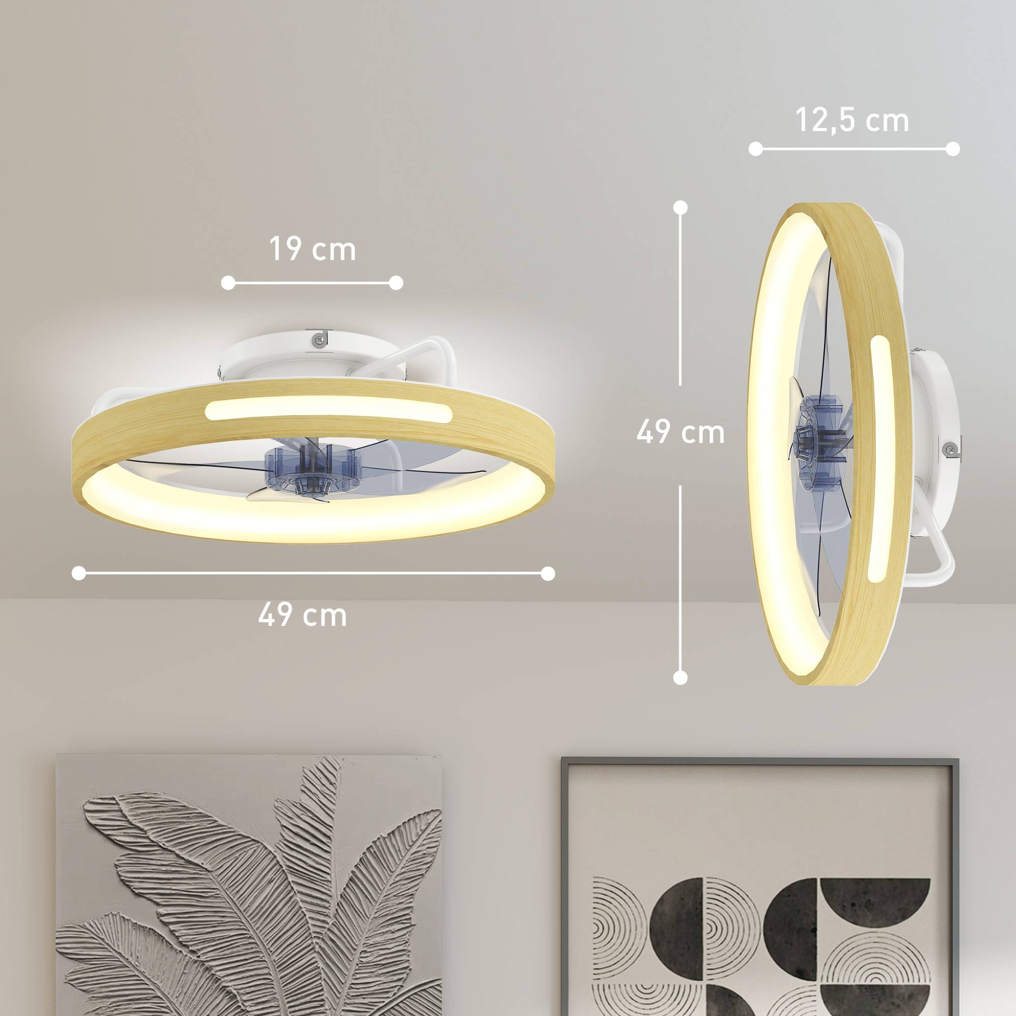 Sans Marque - Ventilateur plafond éclairage LED moteur CC 40 W télécommande réversible 6 vitesses 3 couleurs minuterie naturel - Image 5