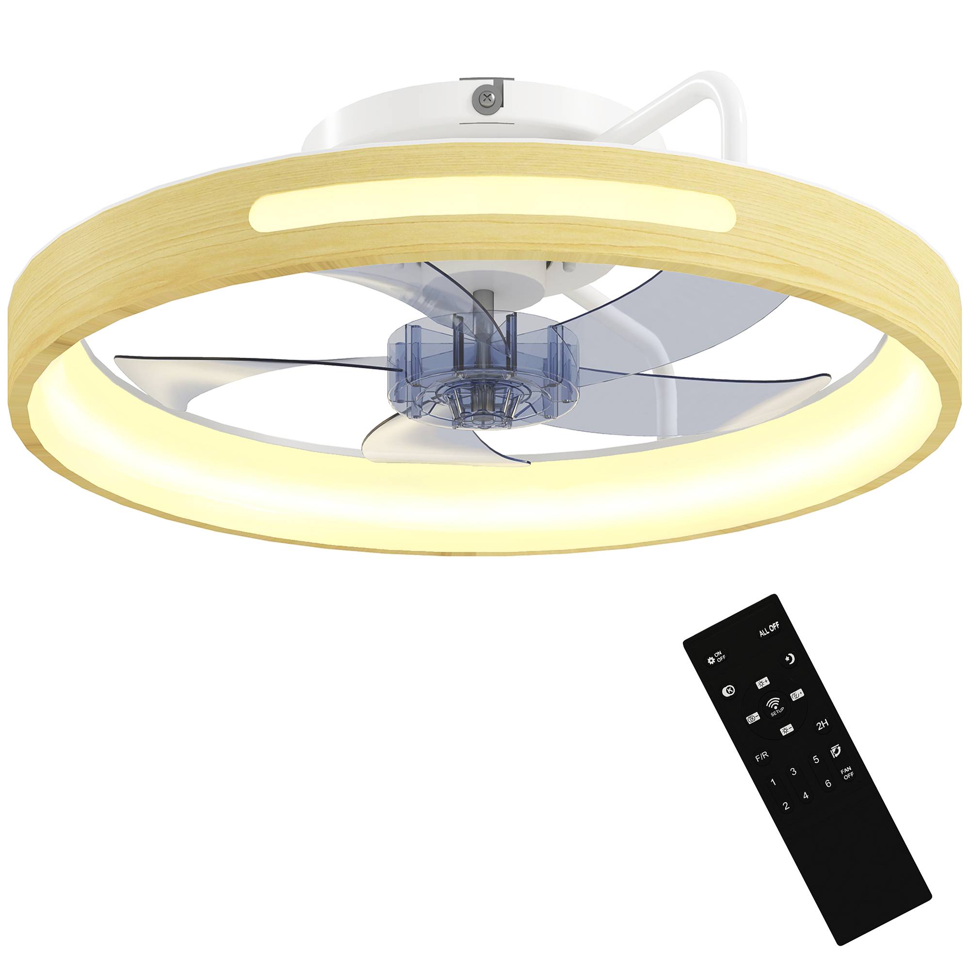 Sans Marque - Ventilateur plafond éclairage LED moteur CC 40 W télécommande réversible 6 vitesses 3 couleurs minuterie naturel - Image 2
