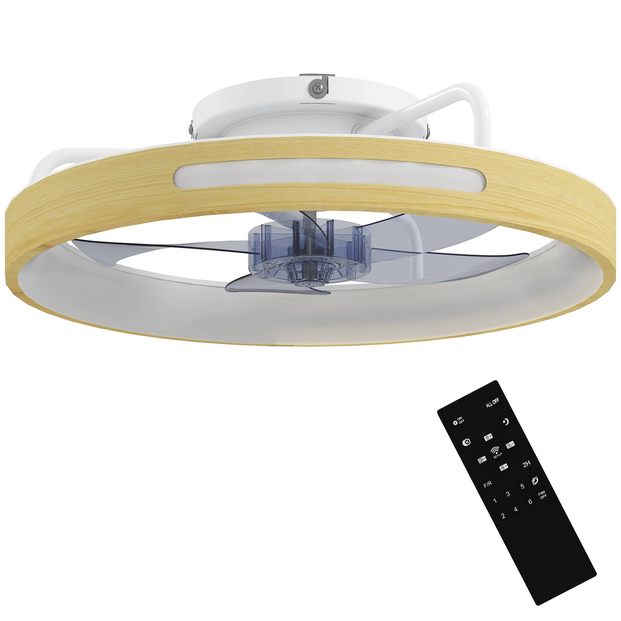 Sans Marque - Ventilateur plafond éclairage LED moteur CC 40 W télécommande réversible 6 vitesses 3 couleurs minuterie naturel - Image 1