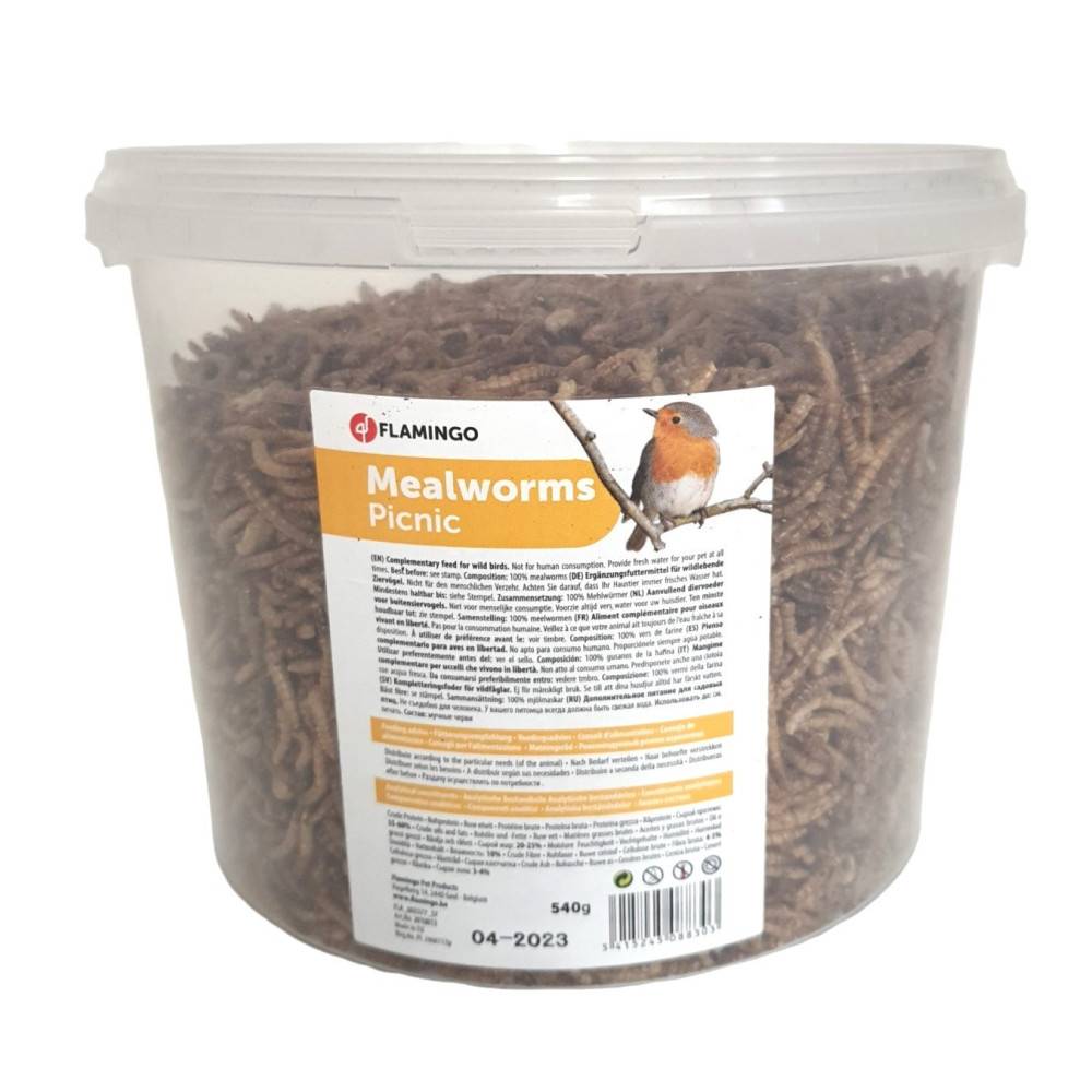 Vers de farine séchés PickNick seau de 540 g pour oiseaux - Image 1