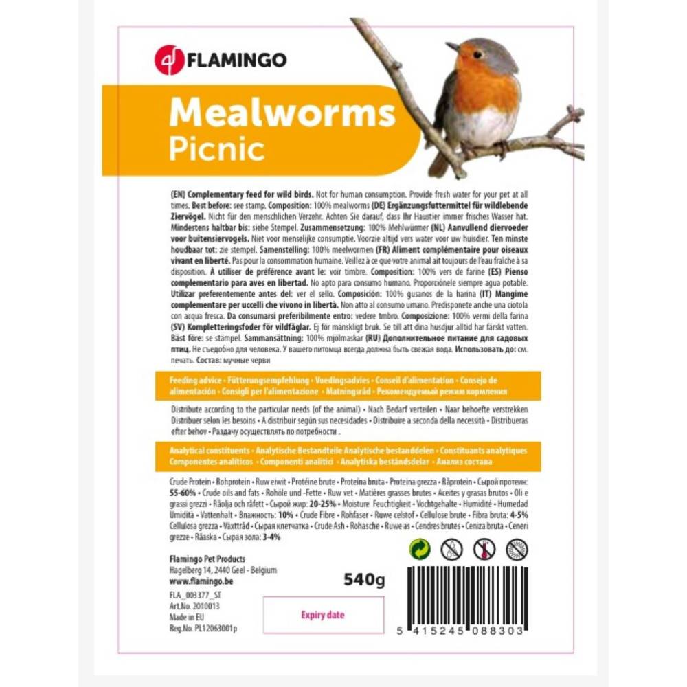 Vers de farine séchés PickNick seau de 540 g pour oiseaux - Image 2