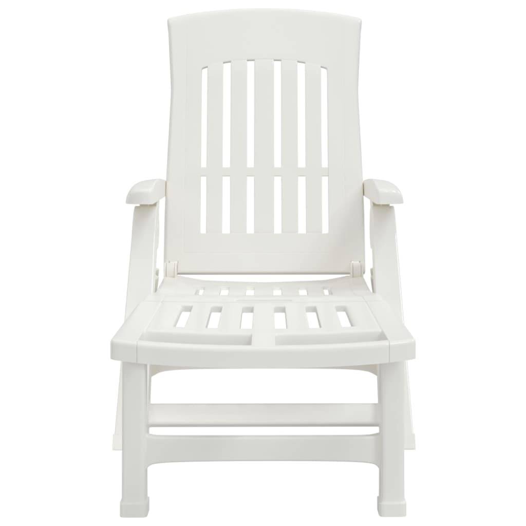Maison Chic - Bain de soleil - transat pliable avec roues blanc PP - Meuble Pro - Imagen 3